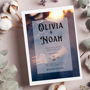 Elven witch Forest Wedding Invitation Template, enchanted forest theme Printable 5x7 and Instagram, dark and magical wedding invite