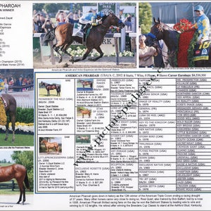 Race Horse AMERICAN PHAROAH Triple Crown winner picture photo pedigree.