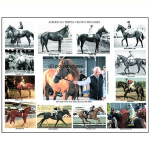 USA Triple Crown Winners 11 X 8.5 Xmas Gift Idea can be framed Unique Horse Racing History