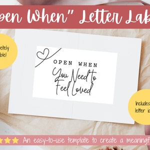 Abrir cuando plantilla de etiquetas de cartas / Edición para parejas, regalo de aniversario de cumpleaños de San Valentín Cónyuge Novio Novia Esposo Larga distancia