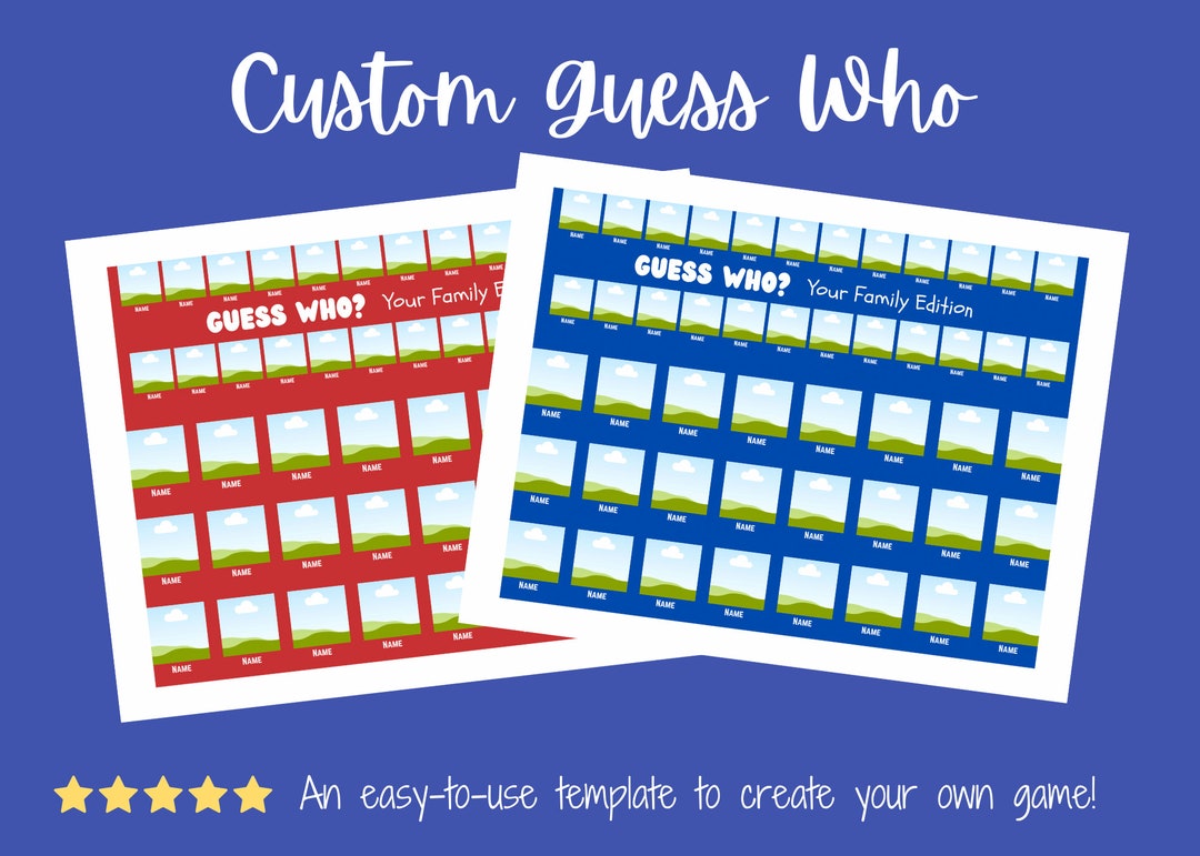 Custom Guess Who Game Template Customized Gift DIY Guess Who Create Custom Guess Who Game Template Customized Gift DIY Guess Who Create