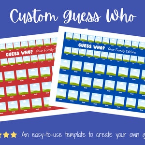 Custom Guess Who Game Template | Customized Gift DIY Guess Who Create Your Own Personalized Gift Canva Template