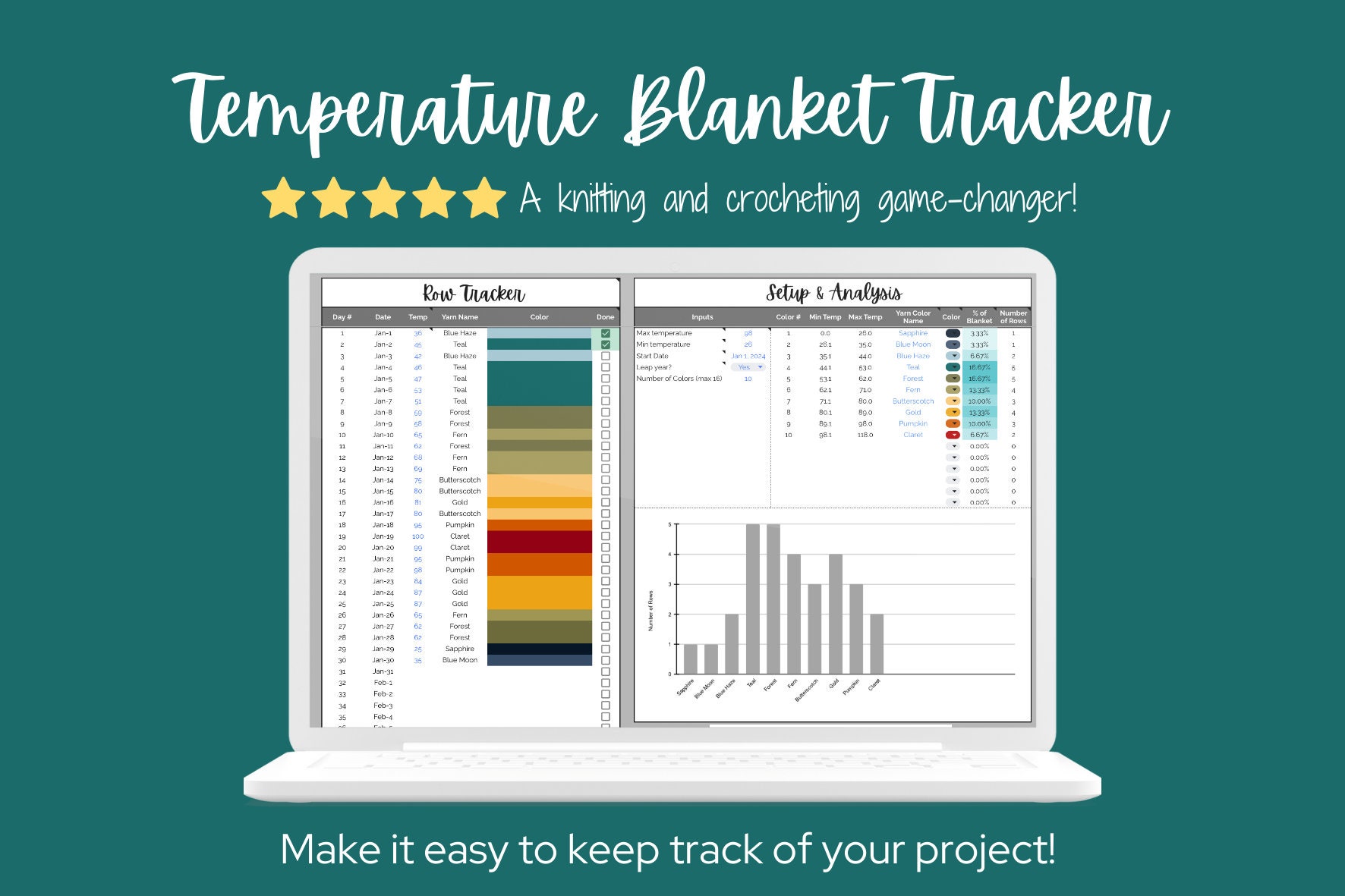 TEMPERATURE BLANKET Crochet Pattern Color Chart Historical