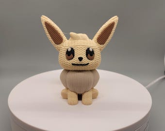 3D Printed knitted Eevee Pokemon figure