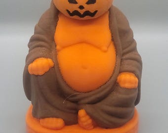 3D printed Evil Jack O Lantern Buddha, office decor, home decor, funny statue, cosplay, Halloween, gag gift, pop culture