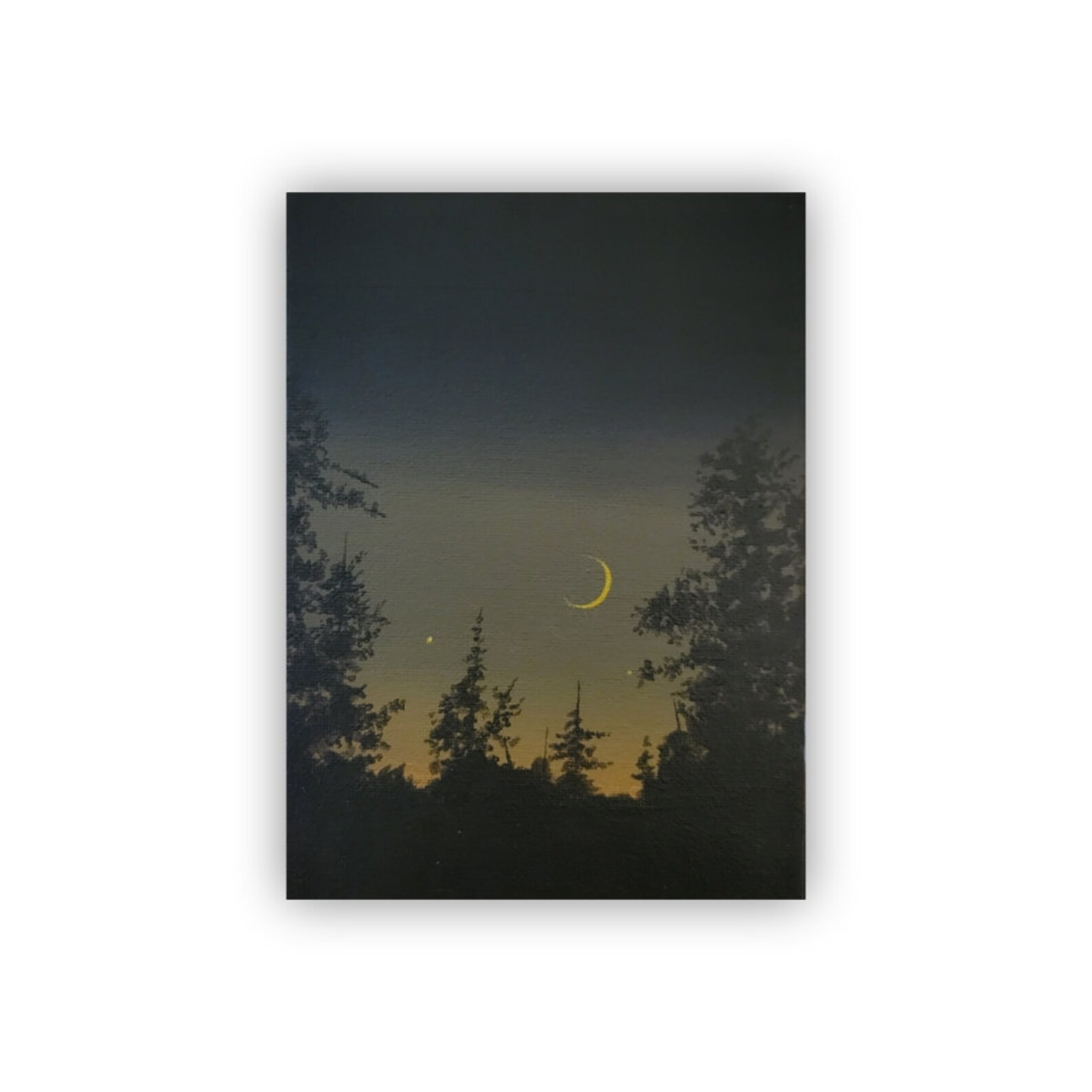 Original Moon Night Sky Acrylic Painting 5 7 Etsy