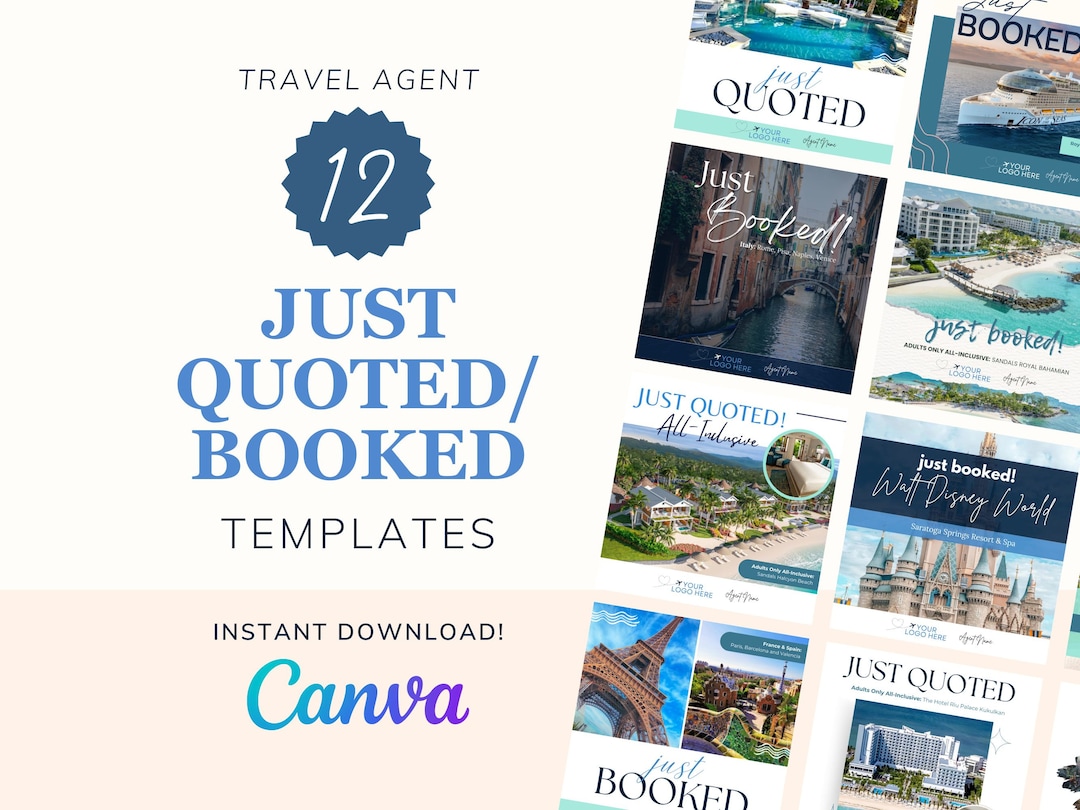 Just Quoted and Just Booked Travel Agent Templates - Etsy
