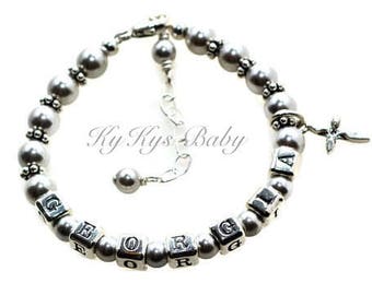 Baby Boy Baptism Bracelet Baby Girl Baptism Bracelet Christening Gifts Sterling Silver Baptism Bracelet Pearl Baby Bracelet Baptism Gifts