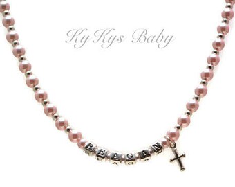 Personalized Baptism Necklace Baby Name Necklace Pearl Baby Necklace Baby Girl Baptism Gift Christening Gifts FREE Gift Box Girl Baptism