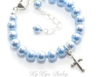 Baby Boy Christening Gift Baby Boy Baptism Bracelet Baby Boy Baptism Gift for Boy FREE Gift Box Sterling Silver Cross Charm Bracelet