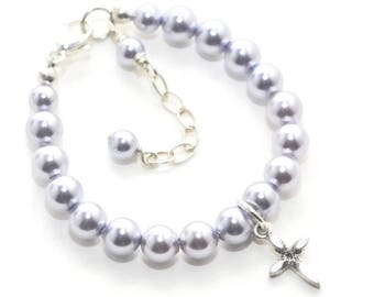 Baptism Bracelet Baby Girl Baptism - Cross Bracelet - Christening Jewelry - Baptism Gifts - First Communion Bracelet