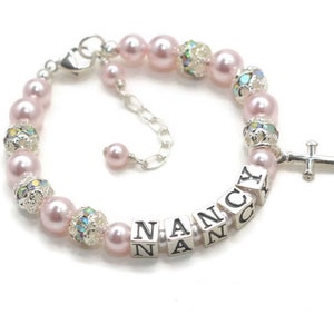 Baby Bracelet - Personalized Baptism Bracelet - Baptism Gift - Girl Christening Gifts- Baby Girl Baptism Gift- First Communion Gift for Girl