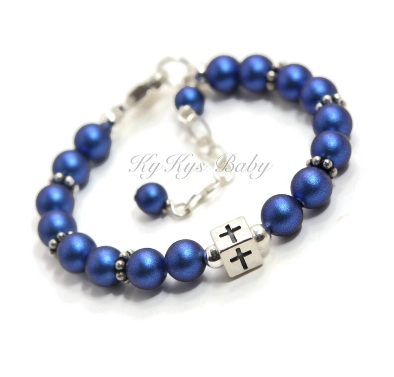 Baby Boy Baptism Gift Baptism Bracelet Cross Bracelet for Boy Baby Boy Keepsake Gift Baby Boy Bracelet FREE Gift Box Sterling Silver image 1