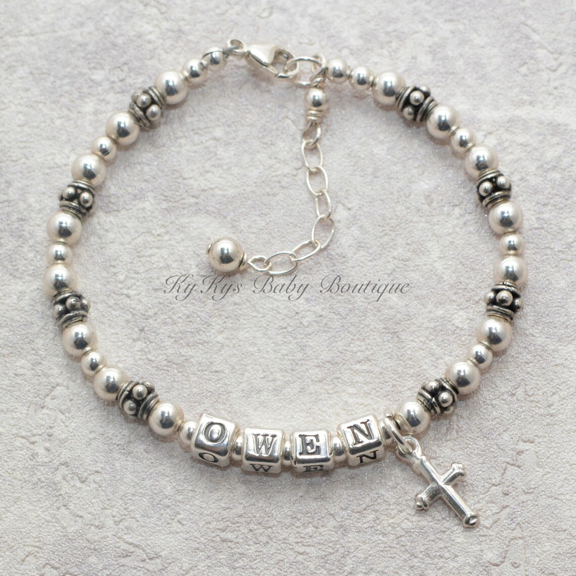 Baby Boy Bracelet Name Bracelet Sterling Silver Baptism Etsy