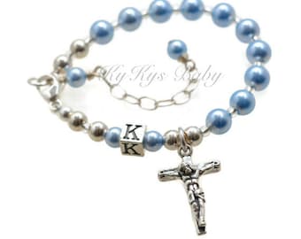 Rosary Bracelet Personalized Baptism Bracelet Baby Bracelets Baptism Gift First Communion Bracelet Keepsake Bracelet FREE Gift Box