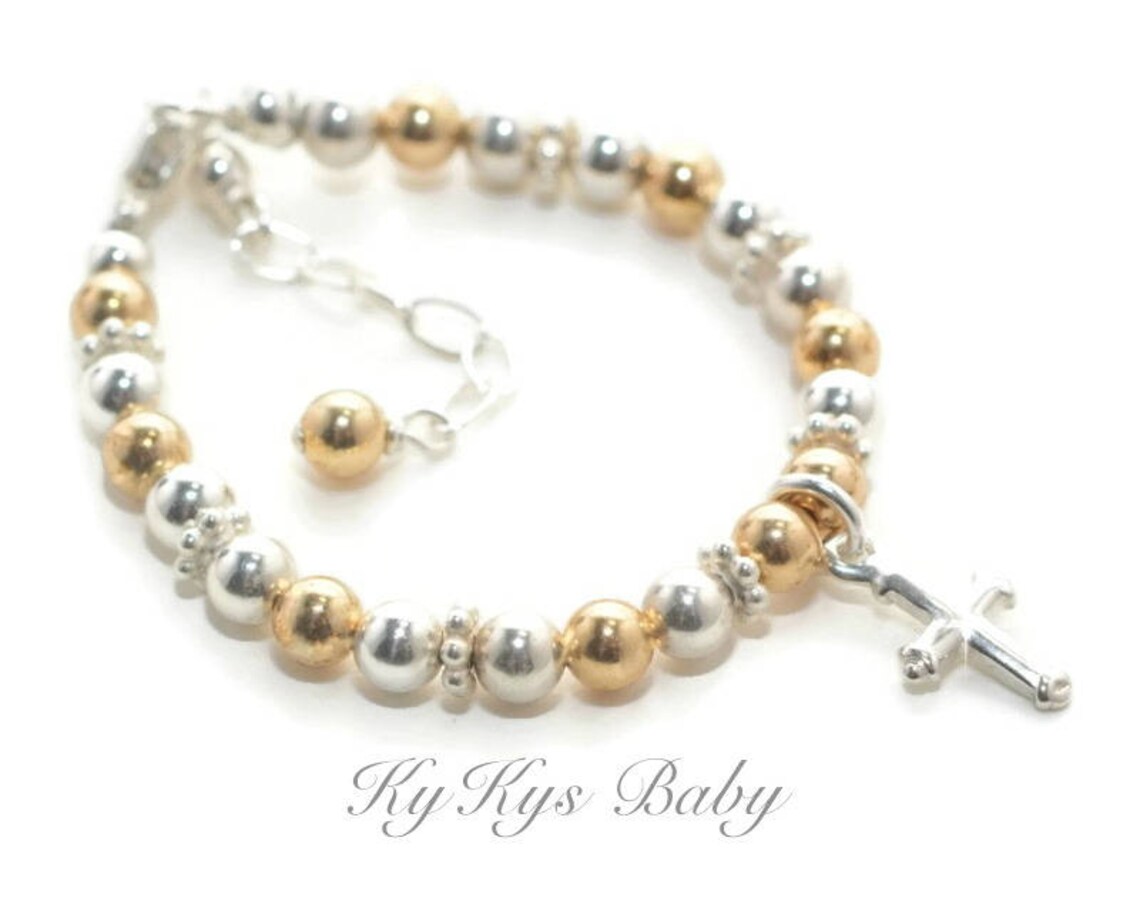 Baptism Bracelet Boy Baptism Gift Sterling Silver 14k Gold Etsy
