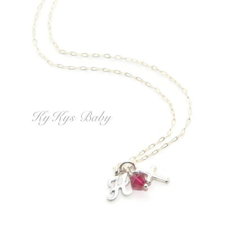 Baptism Necklace for Baby Girl Sterling Silver Cross Necklace Etsy