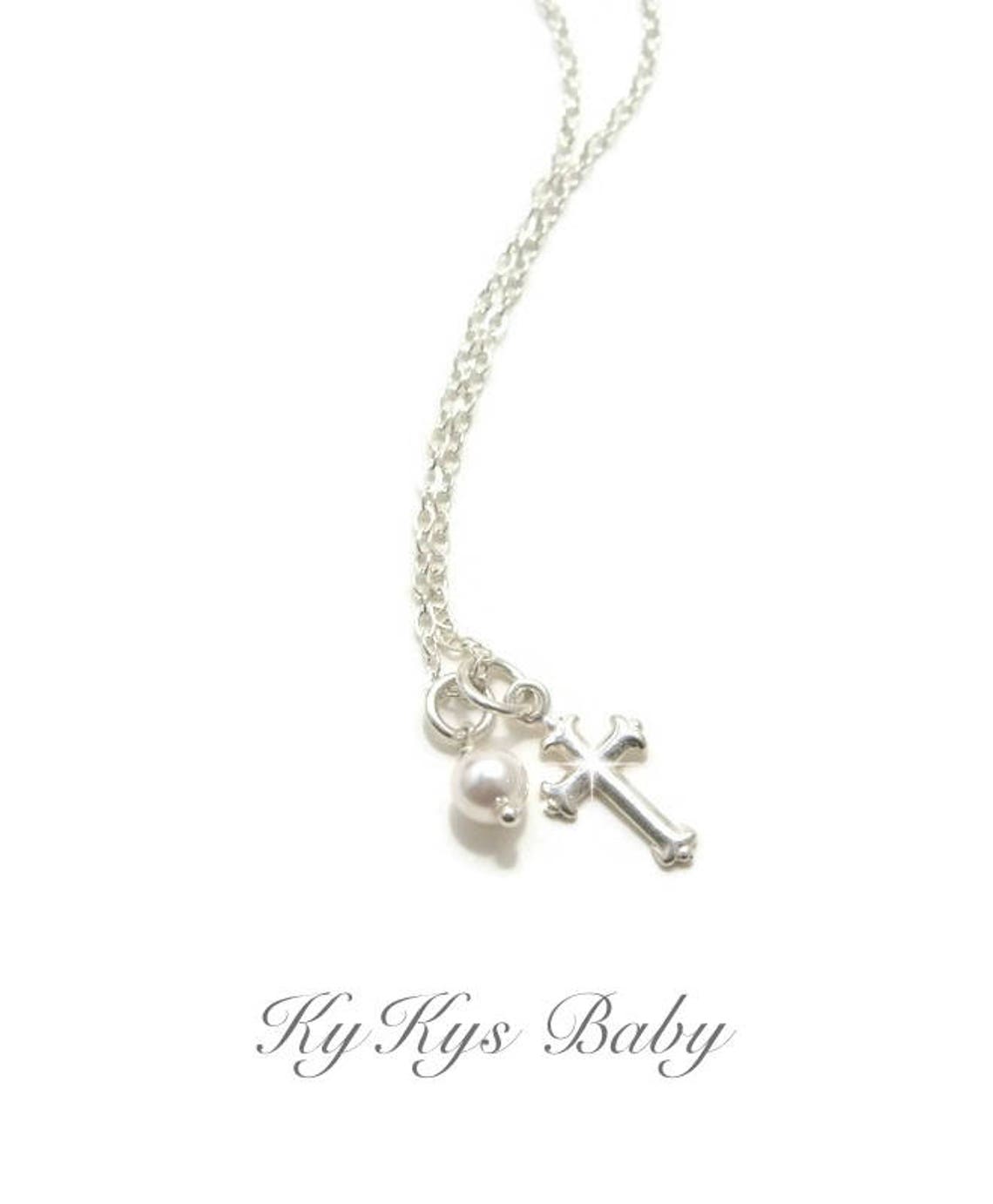 Baby Cross Necklace Baptism Gifts Baptism Jewelry Baby Etsy