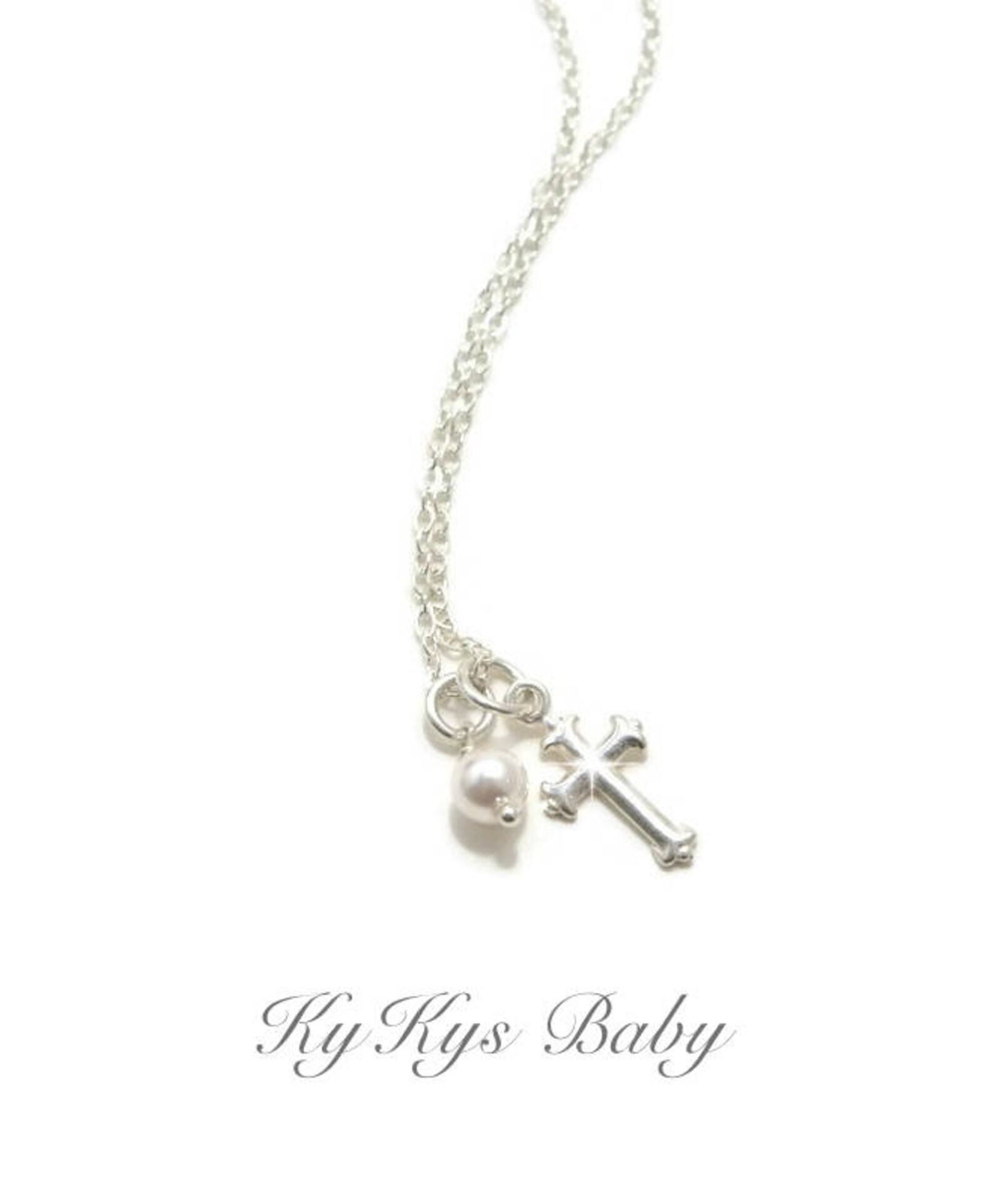 Baptism Necklace Christening Necklace Sterling Silver Etsy
