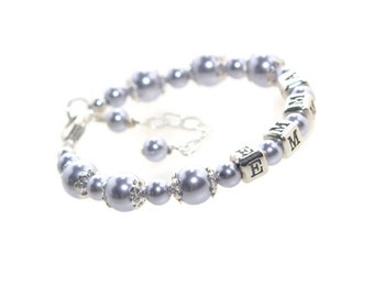 Custom Baby Bracelet Toddler Birthday Gift for Girl Personalized Bracelet Pearl Girls Bracelet Little Girl Jewelry Baptism Christening Gift