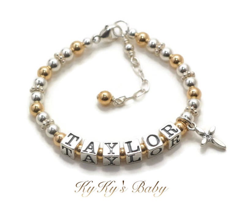 Baptism Gifts Customized Gold Baby Bracelet Baby Name Bracelets Christening Gifts Baby Cross Bracelet Baby Bracelets