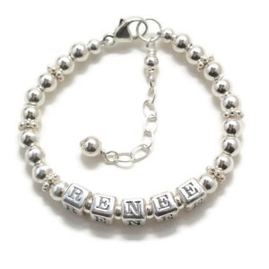 Sterling Silver Baby Bracelet - Personalized Girl Bracelet with Name - Heirloom Jewelry - Baptism Gifts - Baby Girl Boy Keepsake Gift Dainty