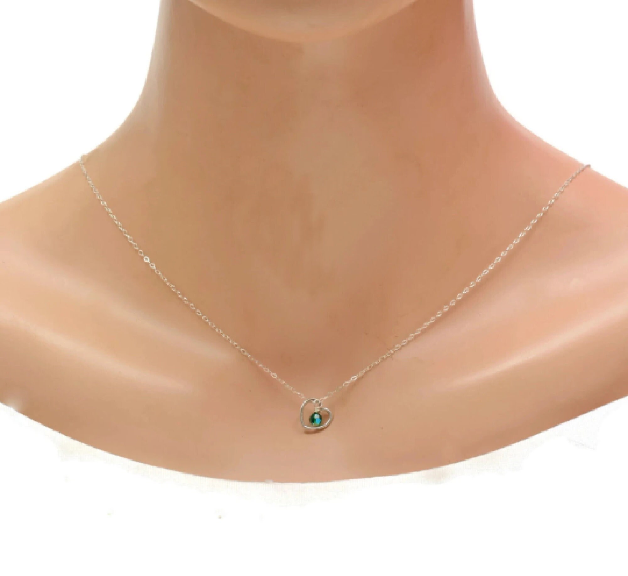 Girls Heart Necklace Little Girl Birthstone Necklace Little Etsy