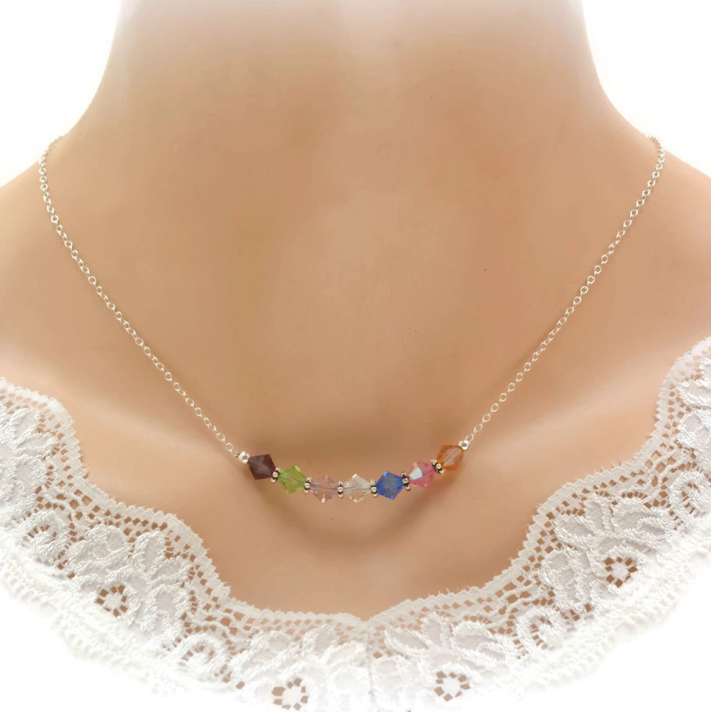 Simple Birthstone Necklace Dainty 