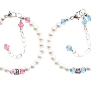 Baby Girl Initial Bracelet, Dainty Baby Birthstone Bracelet, Little Girl Gift Personalized Toddler Girl Jewelry, Girl 1st Birthday Gift