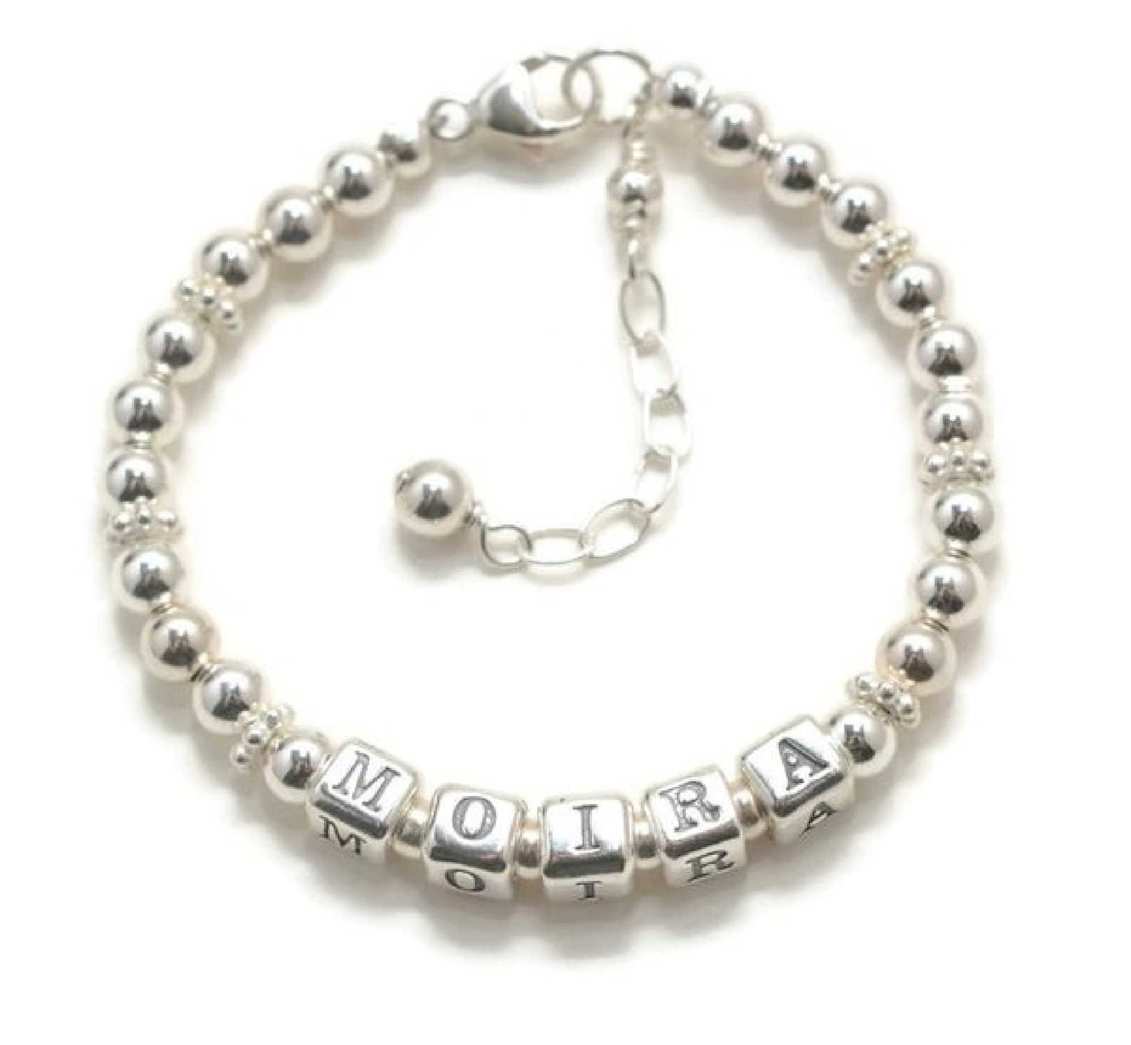 Sterling Silver Baby Bracelet Personalized Girls Bracelet Etsy