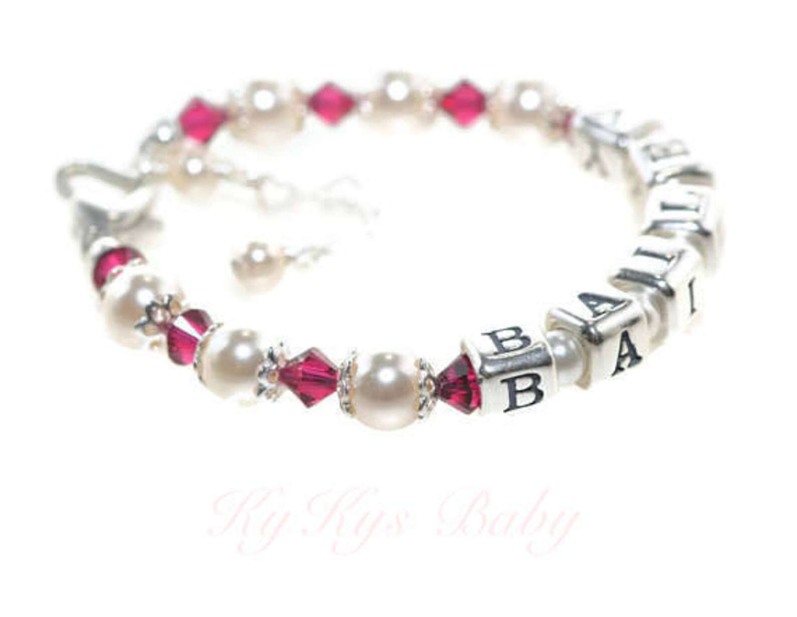Baby Birthstone Bracelet Name Bracelet Sterling Silver Etsy