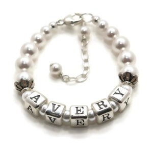 Personalized Baby Bracelet ~ Sterling Silver ~ Pearl Baby Bracelet ~ Keepsake Bracelet ~ Toddler Jewelry ~ Girls Birthday Gift ~Baptism Gift