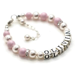 Baby Bracelet Personalized Baby Bracelet with Name Baptism Gift Pearl Name Bracelet Personalized Baby Gift Baby Jewelry Included Gift Box