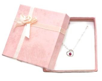 Girls Heart Necklace Little Girl Birthstone Necklace Little Girl Heart Necklace Sterling Silver Heart Necklace Toddler Necklace