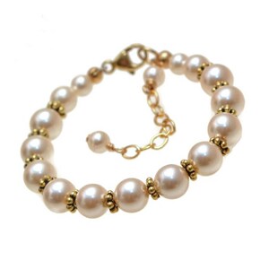 Gold Baby Bracelet 14k Gold Filled Pearl Baby Bracelet Baptism Bracelet Little Girl Bracelet Gold Girls Jewelry Toddler Girl Birthday Gift