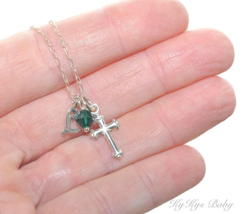 Baptism Necklace for Baby Girl Sterling Silver Cross Necklace Etsy