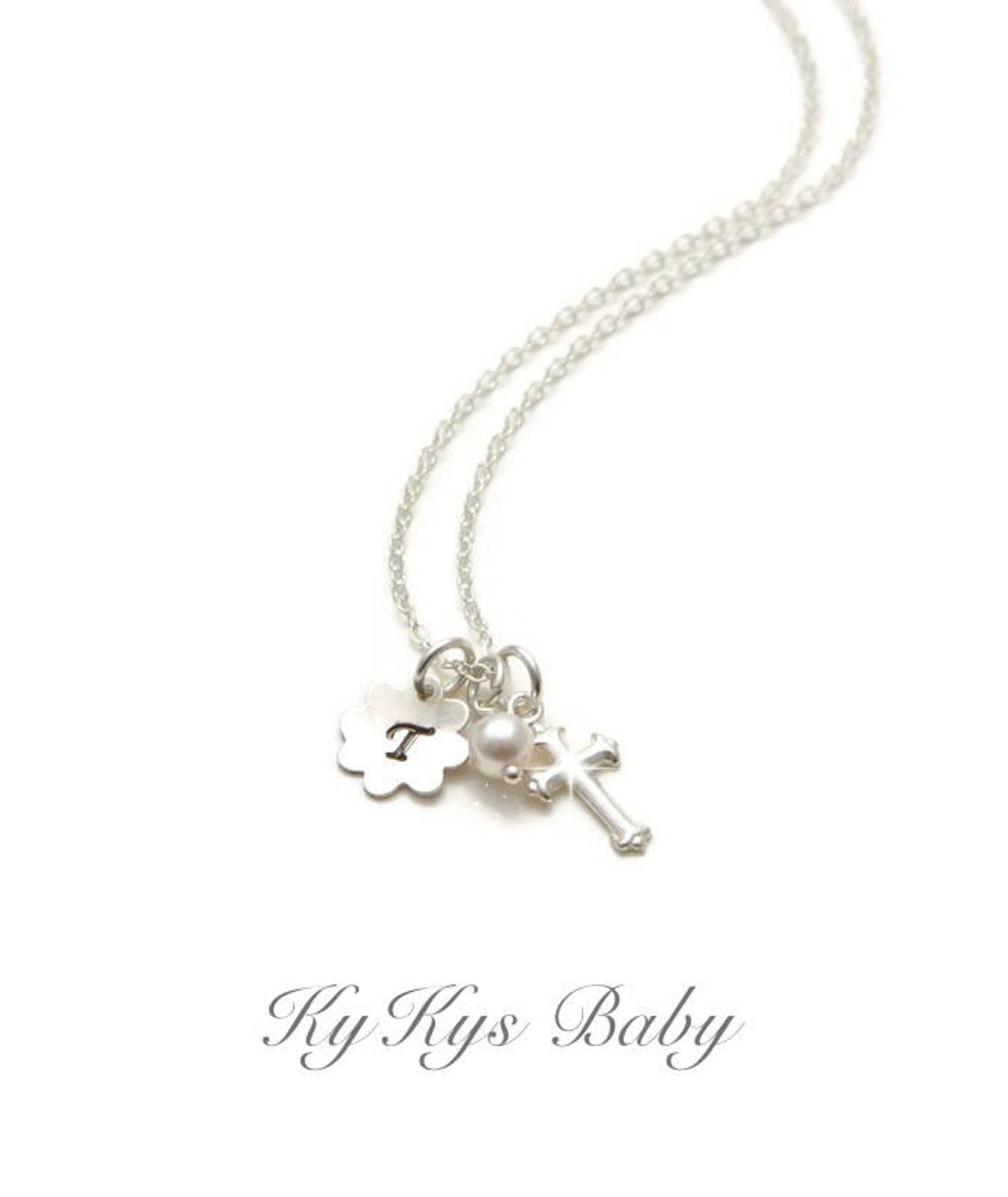 Baptism Cross Necklace Baby Girl Baptism Necklace Etsy