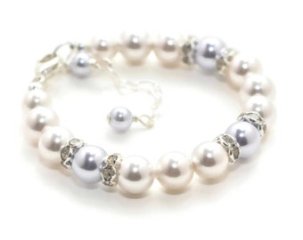 Little Girl Pearl Bracelet Toddler Girl Gift Dainty Baby Bracelet Baptism Bracelet Babys First Pearls Girls Pearl Jewelry Elegant Bracelet