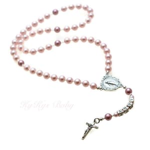 Baptism Rosary Personalized Rosary Necklace Baby Boy Rosary Baby Rosary Necklace Baptism Gift Pearl Rosary Necklace Baby Girl Rosary