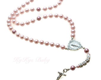 Baptism Rosary Personalized Rosary Necklace Baby Boy Rosary Baby Rosary Necklace Baptism Gift Pearl Rosary Necklace Baby Girl Rosary