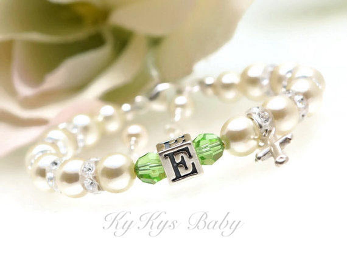 Baby Initial Bracelet Christening Bracelet Baptism Gift Etsy UK