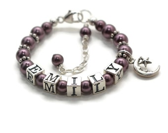 Baby Jewelry Personalized Baby Bracelet with Name STERLING SILVER Baby Girl Bracelet Baby Boy Gift Little Girl Jewelry Baby Charm Bracelet