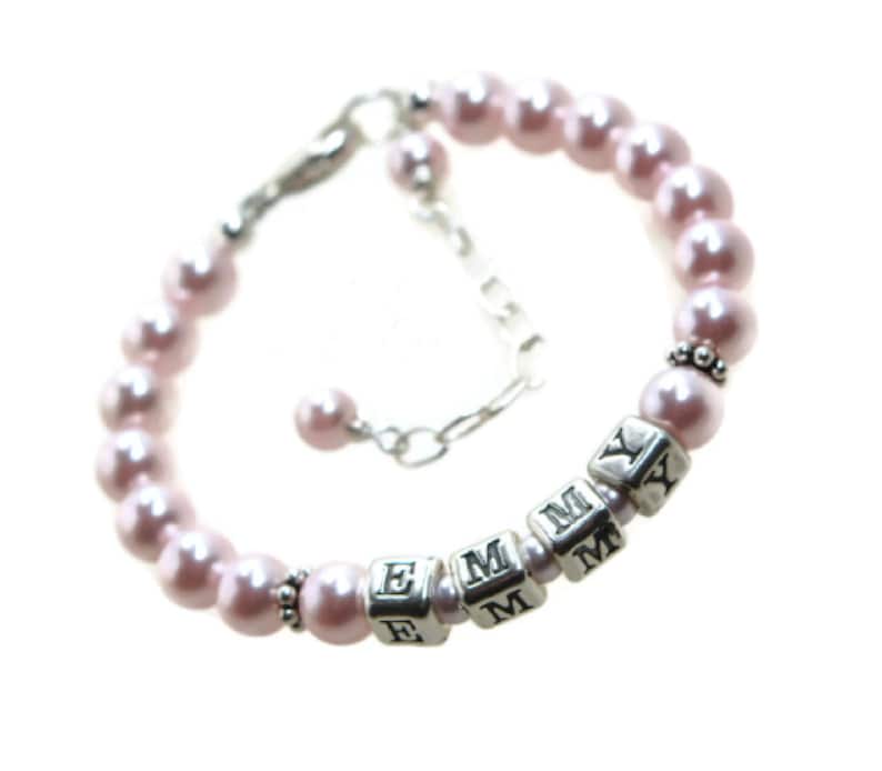 Girls Pearl Bracelet Personalized Baby Bracelet Toddler Etsy