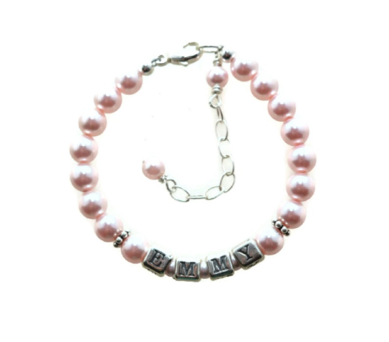 Girls Pearl Bracelet Personalized Baby Bracelet Toddler Etsy