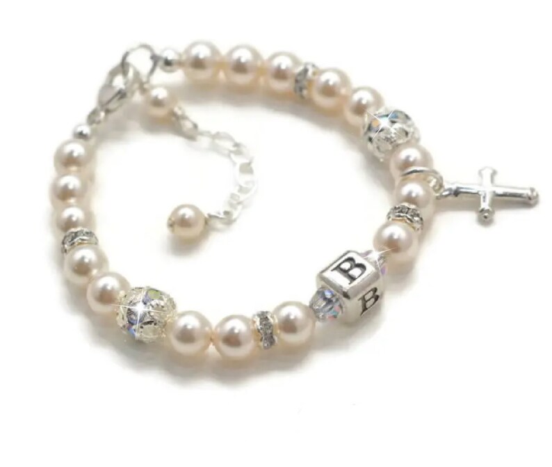 Baptism Baby Bracelet Personalized Baptism Bracelet Baby Etsy