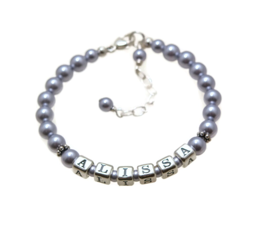 Girls Pearl Bracelet Personalized Baby Bracelet Toddler Jewelry for