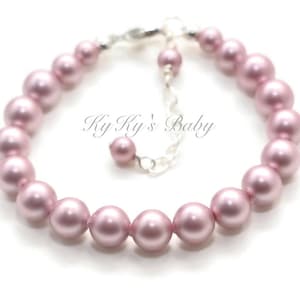 Girls Pearl Bracelet Simple Pearl Bracelet CHOICE OF COLOR, Baby Bracelets, Baptism Gift for Girl, Little Girl Pearl Bracelet Baby Girl Gift