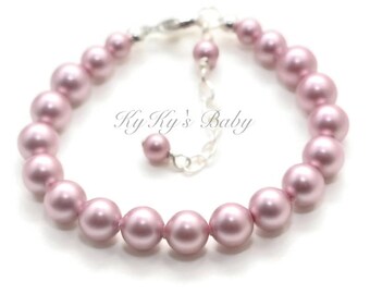 Girls Pearl Bracelet Simple Pearl Bracelet CHOICE OF COLOR, Baby Bracelets, Baptism Gift for Girl, Little Girl Pearl Bracelet Baby Girl Gift