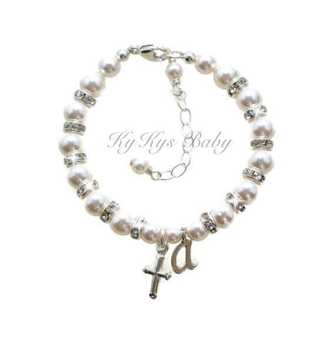 Christening Bracelet Baptism Bracelet Personalized Baby Etsy