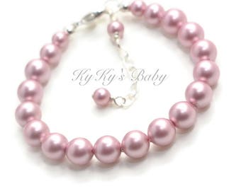 Little Girl Pearl Bracelet Pearl Baby Bracelet Simple Pearl Bracelet for Little Girl Jewelry for Toddler Bracelet Goddaughter Gift